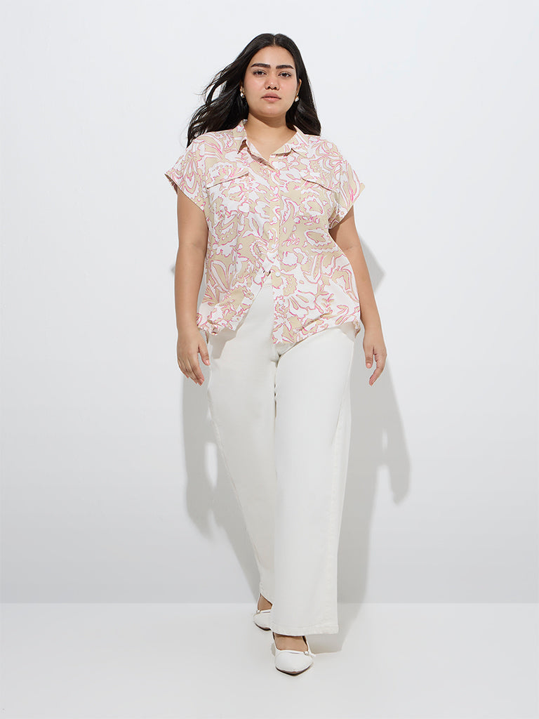 Gia Beige Abstract Pattern Shirt