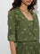 Bombay Paisley Olive Floral Cotton Tiered Dress with Jacket