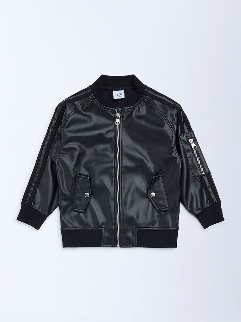HOP Kids Black Faux-Leather Biker Jacket