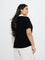 Gia Black Ribbed-Textured T-Shirt