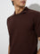 Ascot Dark Brown Textured Relaxed-Fit Cotton-Blend T-Shirt