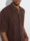 Ascot Brown Knit-Textured Relaxed-Fit Cotton-Blend Shirt