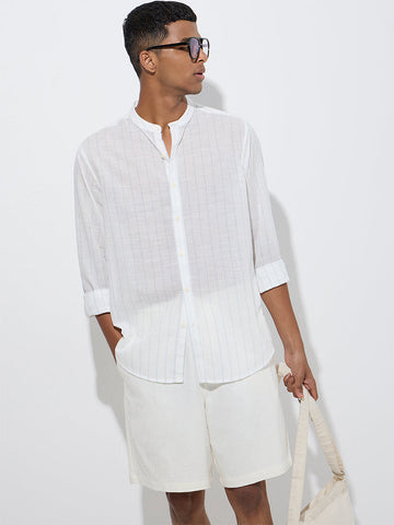ETA White Stripe Printed Relaxed-Fit Cotton Shirt