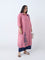 Diza Dusty Pink Leaf Design A-Line Kurta