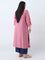 Diza Dusty Pink Leaf Design A-Line Kurta