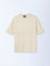 Ascot Beige Knit-Textured Relaxed-Fit Cotton T-Shirt