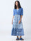 Bombay Paisley Blue Floral Cotton Tiered Dress with Jacket