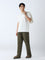 ETA Olive Textured Relaxed-Fit Mid-Rise Cotton Pants