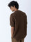 ETA Brown Knit-Textured Relaxed-Fit Polo T-Shirt