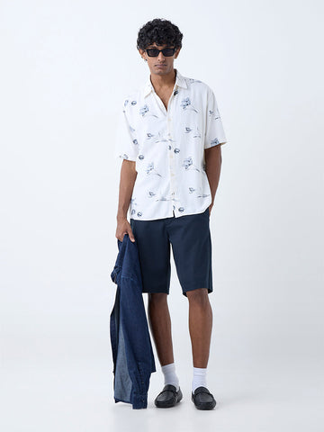 Ascot Light Beige Abstract Detailed Relaxed-Fit Shirt