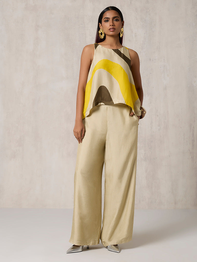 Abstract Printed Ivory Top