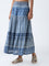 Bombay Paisley Indigo Printed Tiered Cotton Skirt