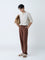 ETA Brown Solid Relaxed-Fit Mid-Rise Cotton Chinos