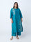 Diza Teal Solid Ethnic Pants