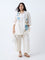 Diza Off-White Floral Embroidered Tunic