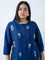 Diza Blue Floral Embroidered A-Line Kurta