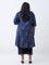 Diza Indigo Printed A-Line Kurta