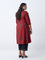 Diza Maroon Botanical Pattern A-Line Kurta