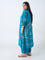 Diza Blue Nature-Inspired A-Line Kurta
