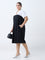 Gia Black Colour-Blocked A-Line Dress