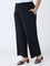 Gia Black Crinkle-Textured High-Rise Pants