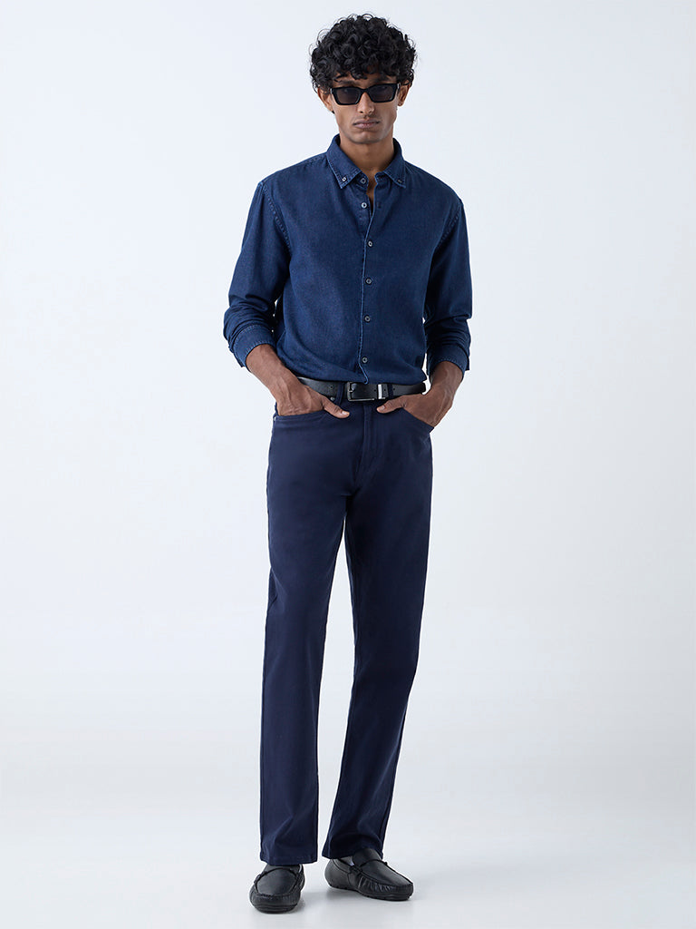 Ascot Dark Blue Relaxed-Fit Denim Shirt