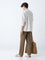 ETA Brown Solid Relaxed-Fit Mid-Rise Pants