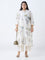 Diza Off-White Floral Design Straight Kurta