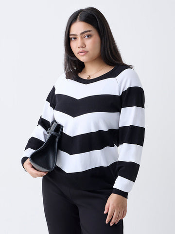 Gia Black Striped Knitted Top