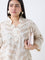 Diza Off-White Botanical Design Cotton-Blend A-Line Kurta