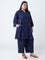 Diza Navy Flamingo Design A-Line Kurta