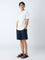 ETA Navy Solid Relaxed-Fit Mid-Rise Cotton Shorts