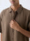 ETA Brown Solid Relaxed-Fit Cotton-Blend Shirt