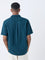 ETA Teal Embroidered Relaxed-Fit Cotton Shirt