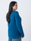 Gia Blue Knit-Textured Sweater