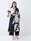 Diza Black Floral Design A-Line Kurta