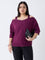 Gia Magenta Ribbed-Textured Top