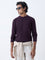 Ascot Wine Knit-Textured Relaxed-Fit Cotton-Blend Sweater