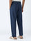 ETA Dark Blue Solid Relaxed-Fit Mid-Rise Cotton Pants
