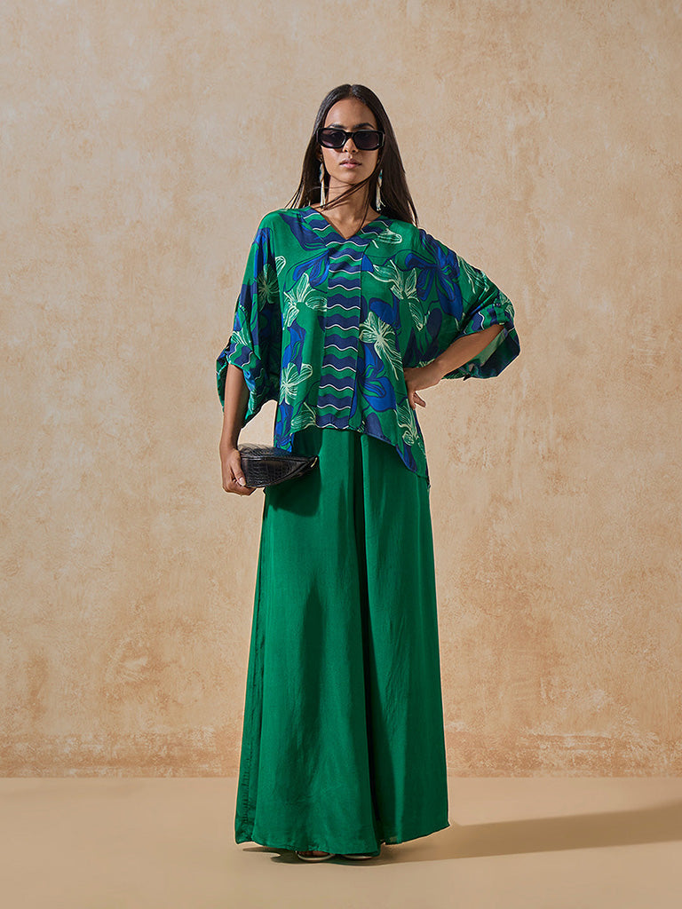 Floral Printed Green Top