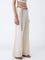 Bombay Paisley Off-White Wide-Leg Cotton Pants with Belt