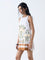 Bombay Paisley White Foliage Cotton-Blend Shift Dress
