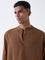 ETA Brown Self-Patterned Relaxed-Fit Cotton-Blend Shirt