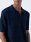 ETA Navy Self-Striped Relaxed-Fit Cotton Polo T-Shirt