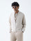 Ascot Off-White Solid Relaxed-Fit Suede Jacket