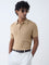 Ascot Beige Cable-Knit Relaxed-Fit Cotton Polo T-Shirt