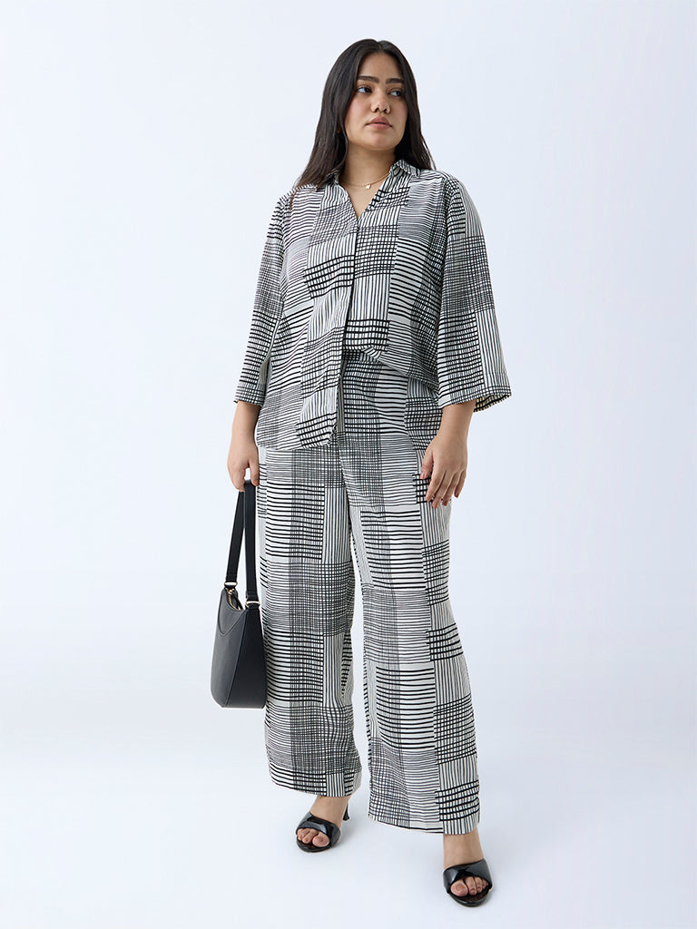 Gia Black Printed High-Rise Trousers