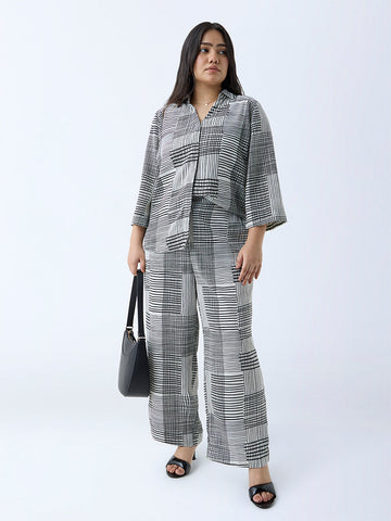 Gia Black Printed High-Rise Trousers