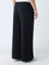 Gia Black Solid Wide-Leg High-Rise Trousers