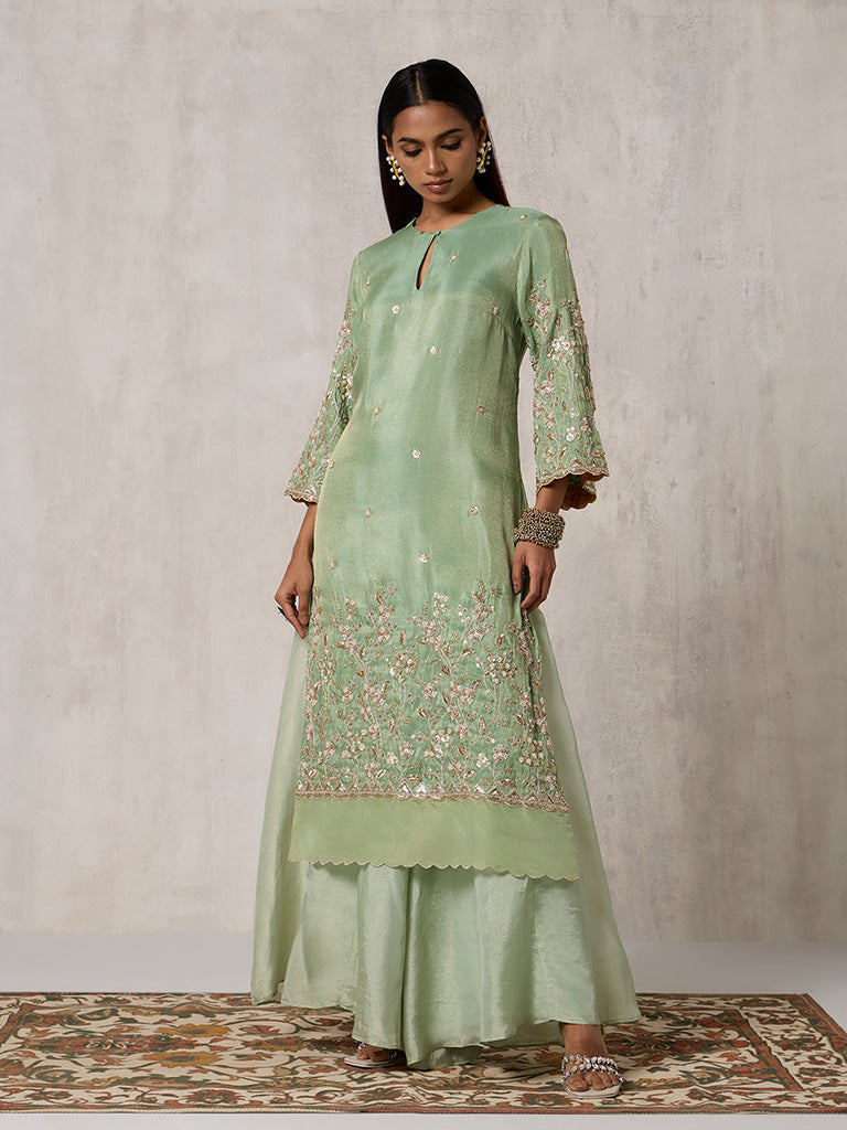 Embellished Green Kurta